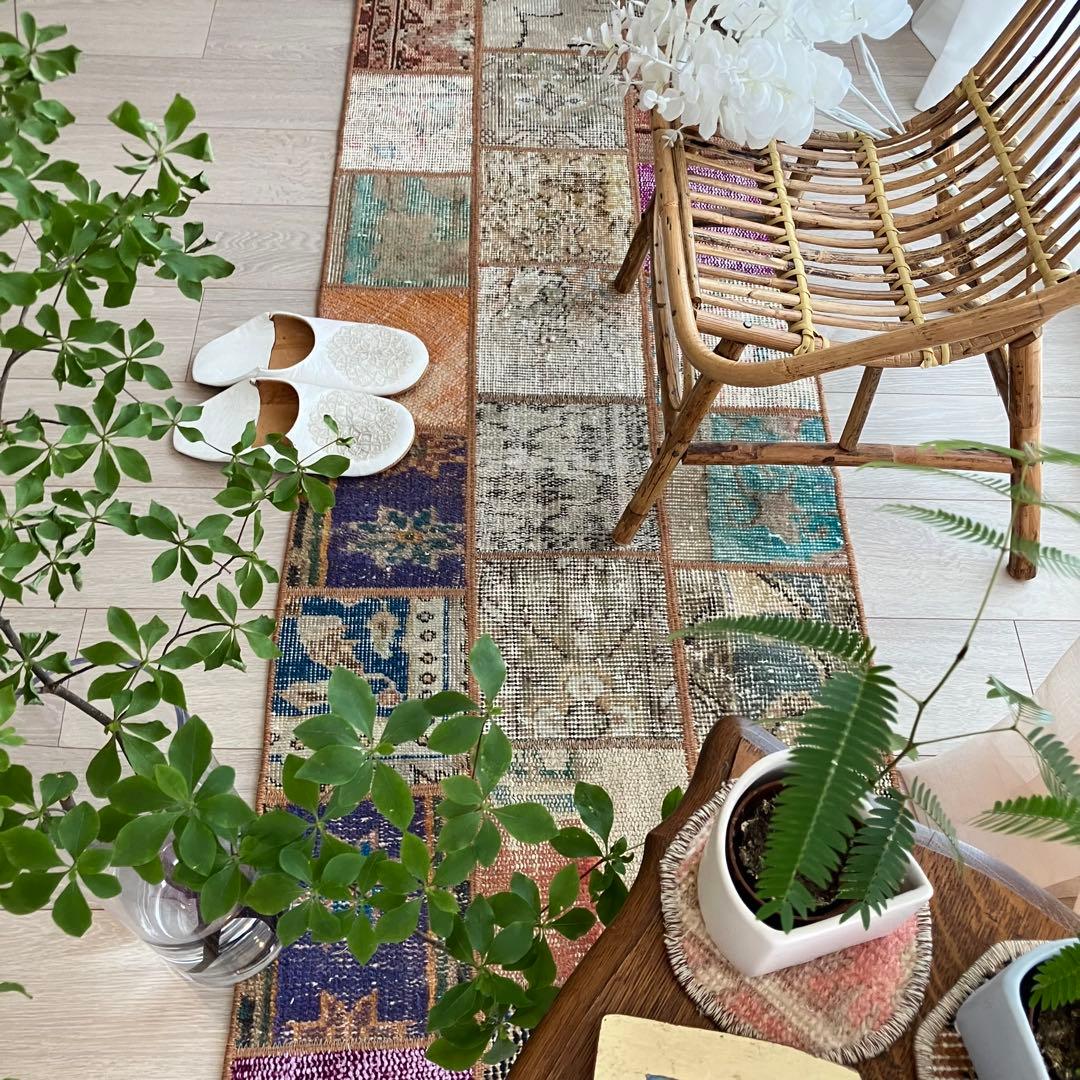 カラフル57×161✳︎パッチワーク　ランナー　ロング　トルコヴィンテージラグ