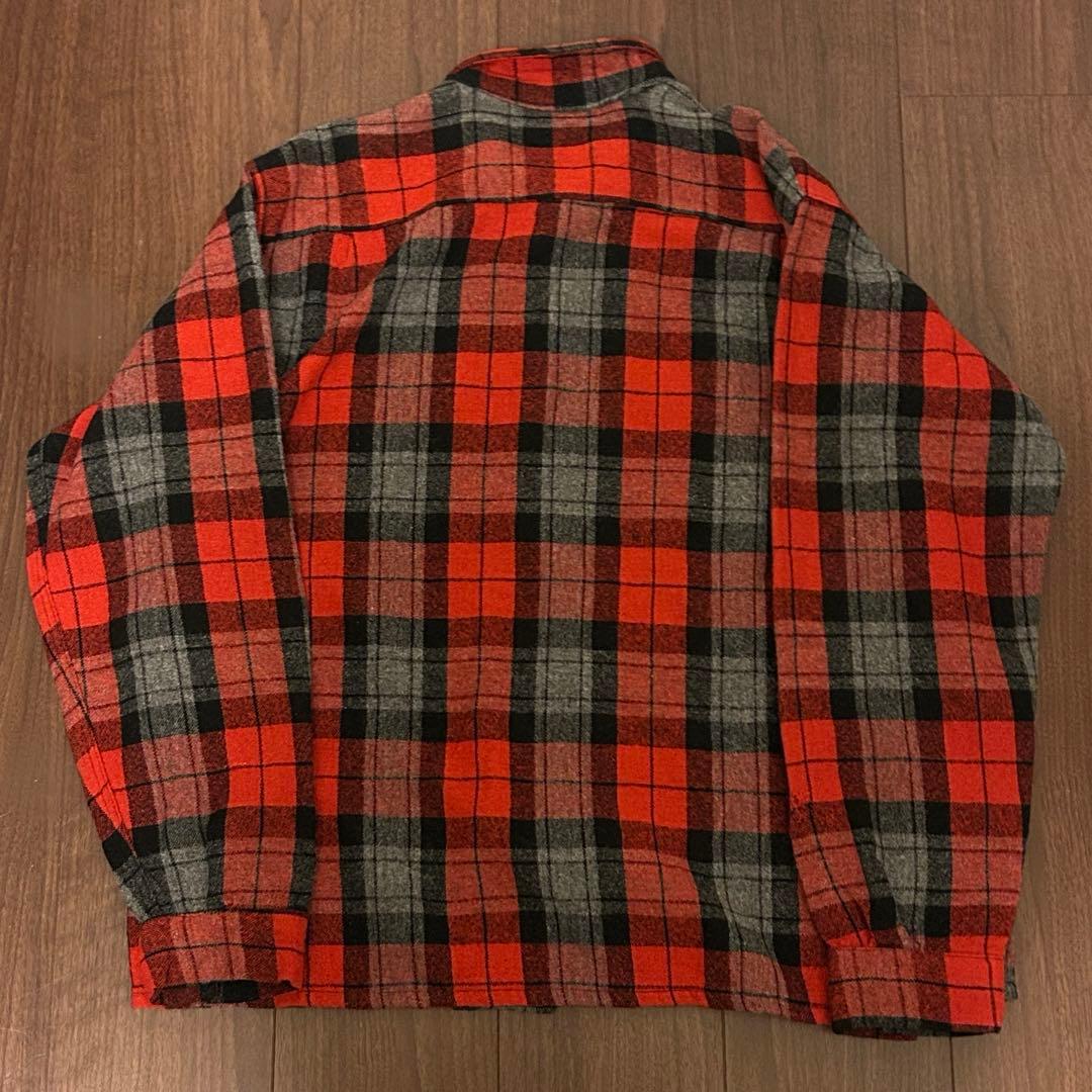 好配色　PENDLETON ペンドルトン　ネルシャツ　赤×灰色　短丈　70s