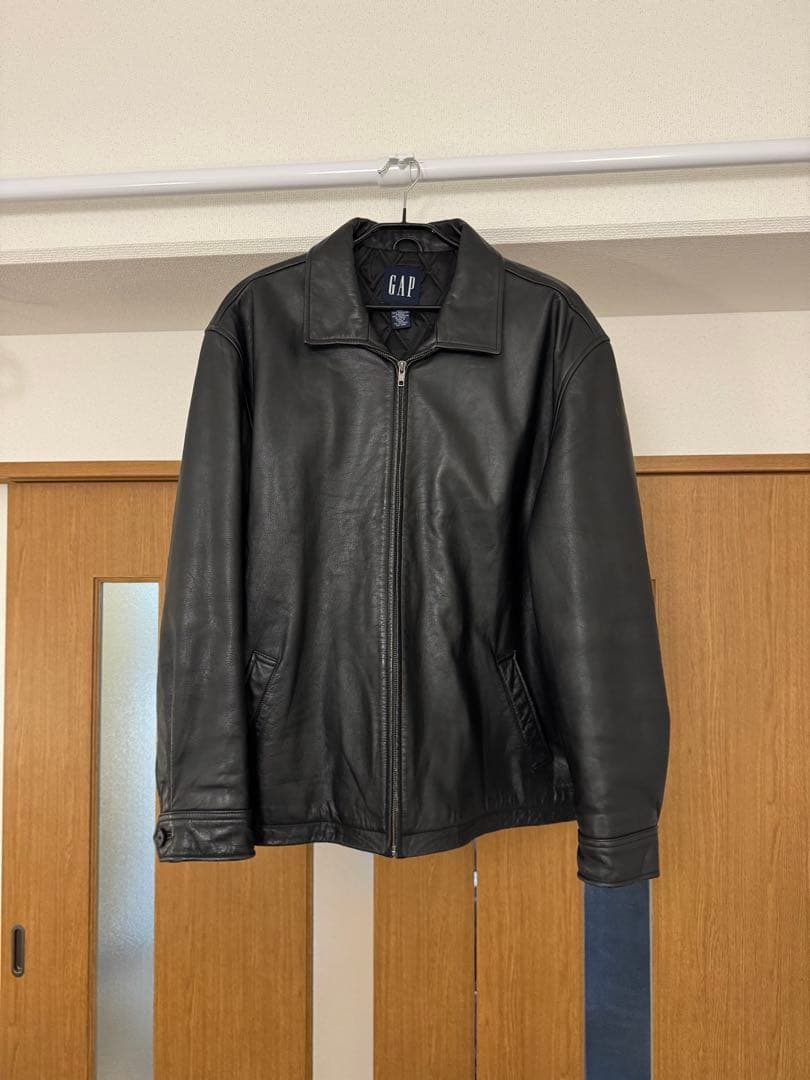 美品 OLD GAP紺タグ レザージャケット 牛革 ブラック XL 90's