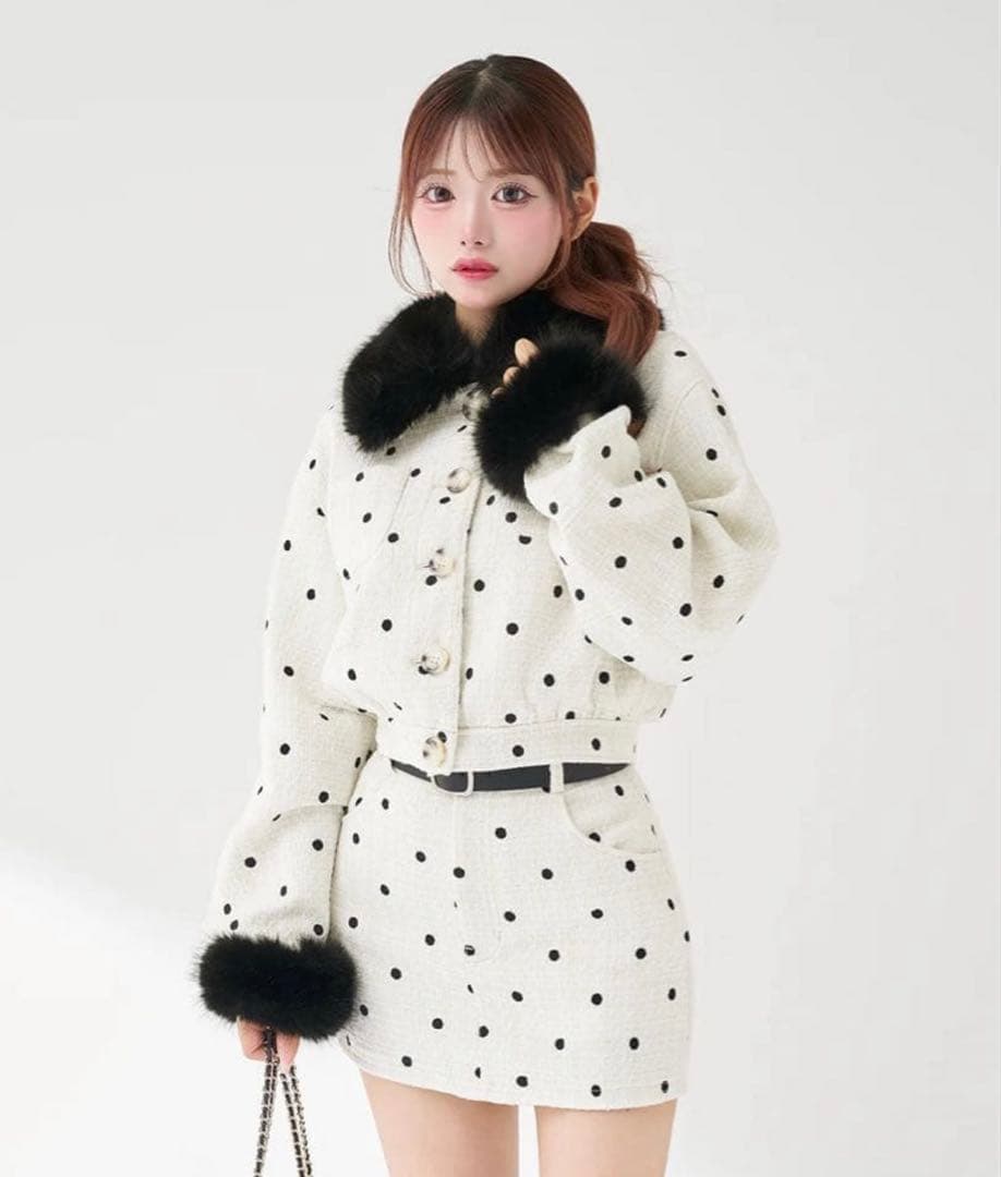 Darich ドットツイードジャケットコート