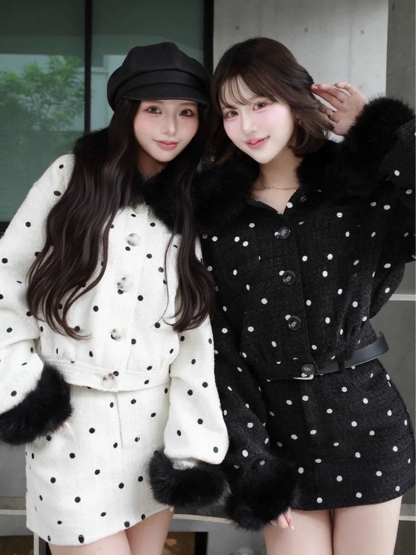 Darich ドットツイードジャケットコート