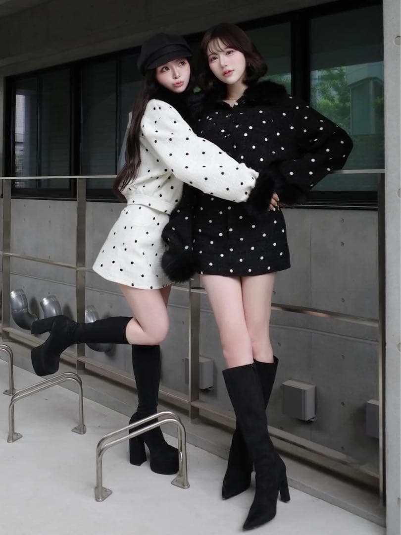 Darich ドットツイードジャケットコート