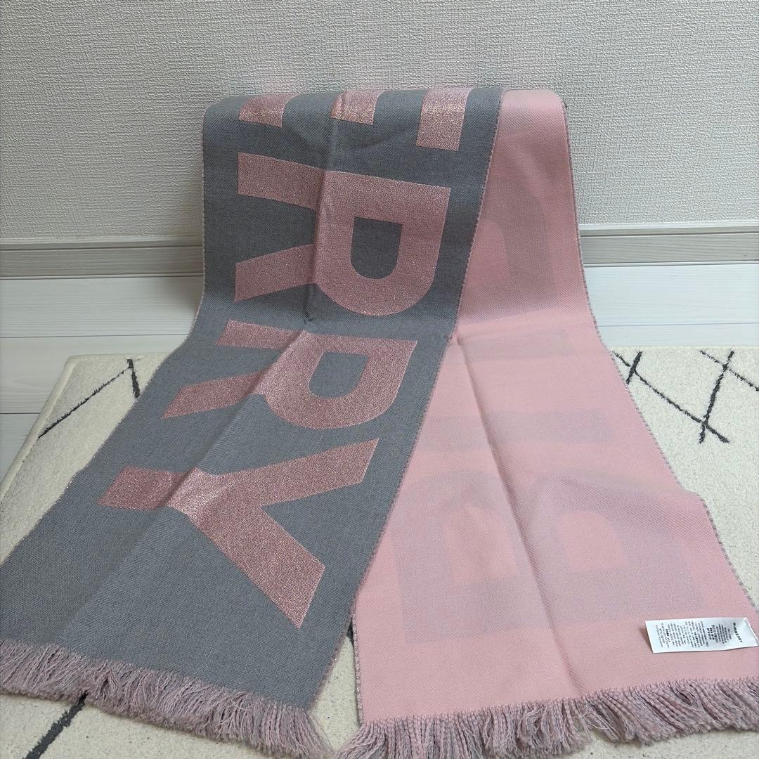BURBERRY ロゴ入りマフラー グレー/ピンク