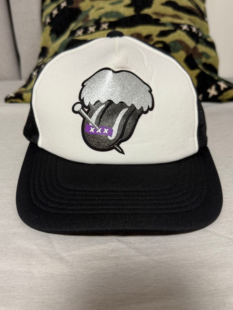 godselectionxxx × ナンバーナイン　メッシュキャップ　パープル