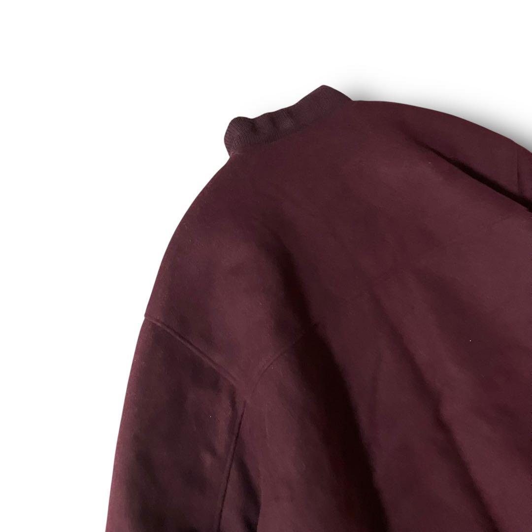 vintageウール調ボンバージャケット裏地ペイズリー柄ブルゾン バーガンディL