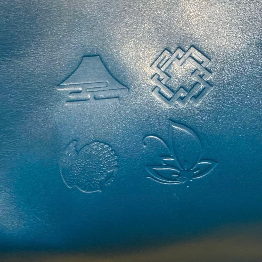 美品✨フジタカ ショッパー トートバッグ レザーロゴ型押し A4可 ブルー