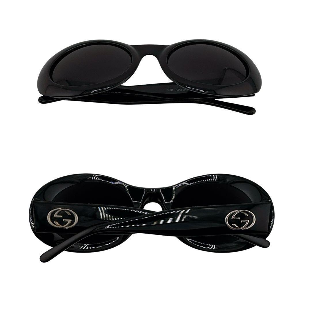 グッチ 度なし サングラス アイウェア サイドロゴ GGロゴ ブラック ゴールド