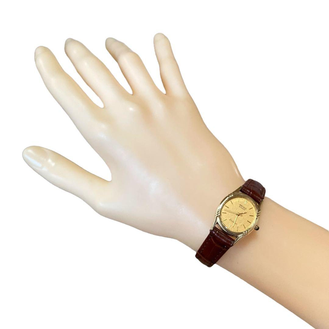 Ⴤ1344 ꕤSEIKO エクセリーヌ 金張り 腕時計 オーバル 3針 クォーツ