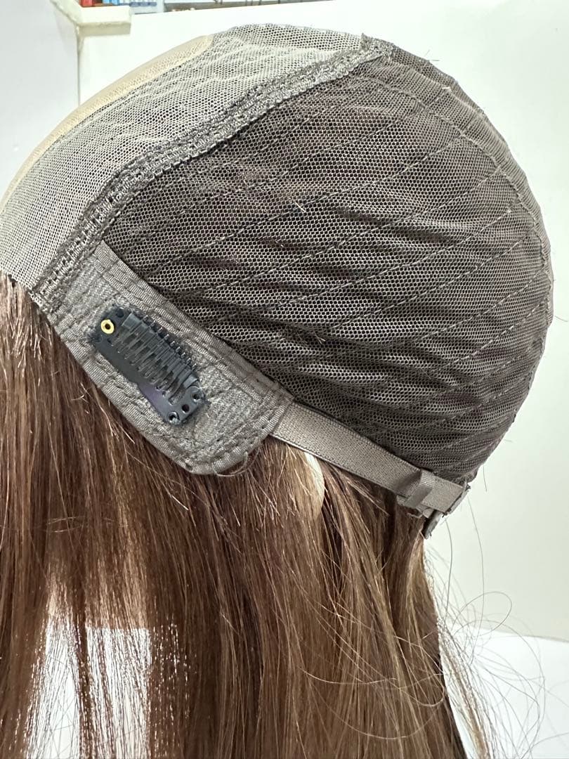 フルウィッグ人毛100%人毛ウィッグ医療ウィッグロングストレート広い頭皮Sサイズ