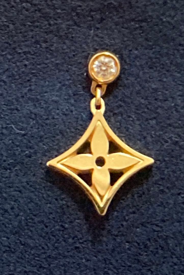 ルイヴィトンモノグラムイディールシングルピアス18金イエローゴールドダイヤモンド