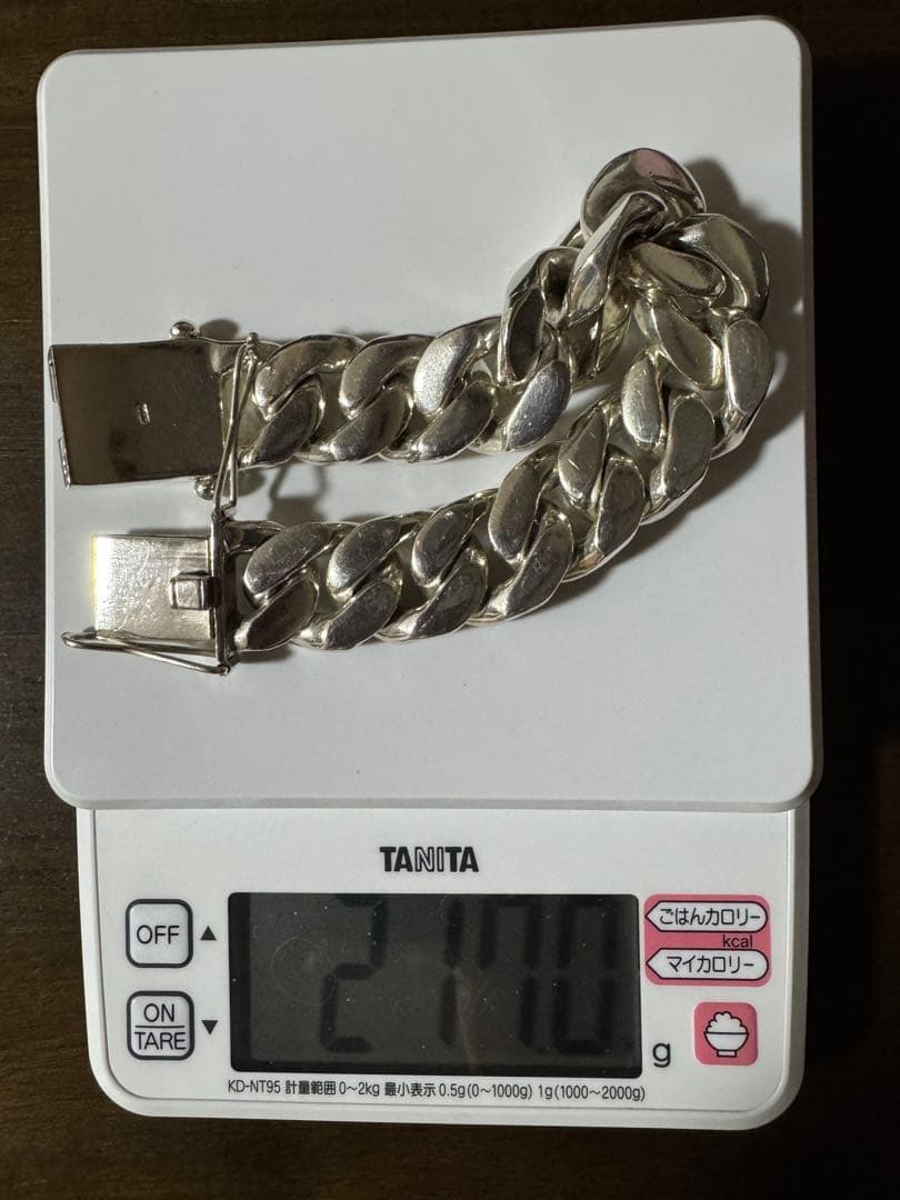 極太シルバーブレスレット重量感925刻印有り