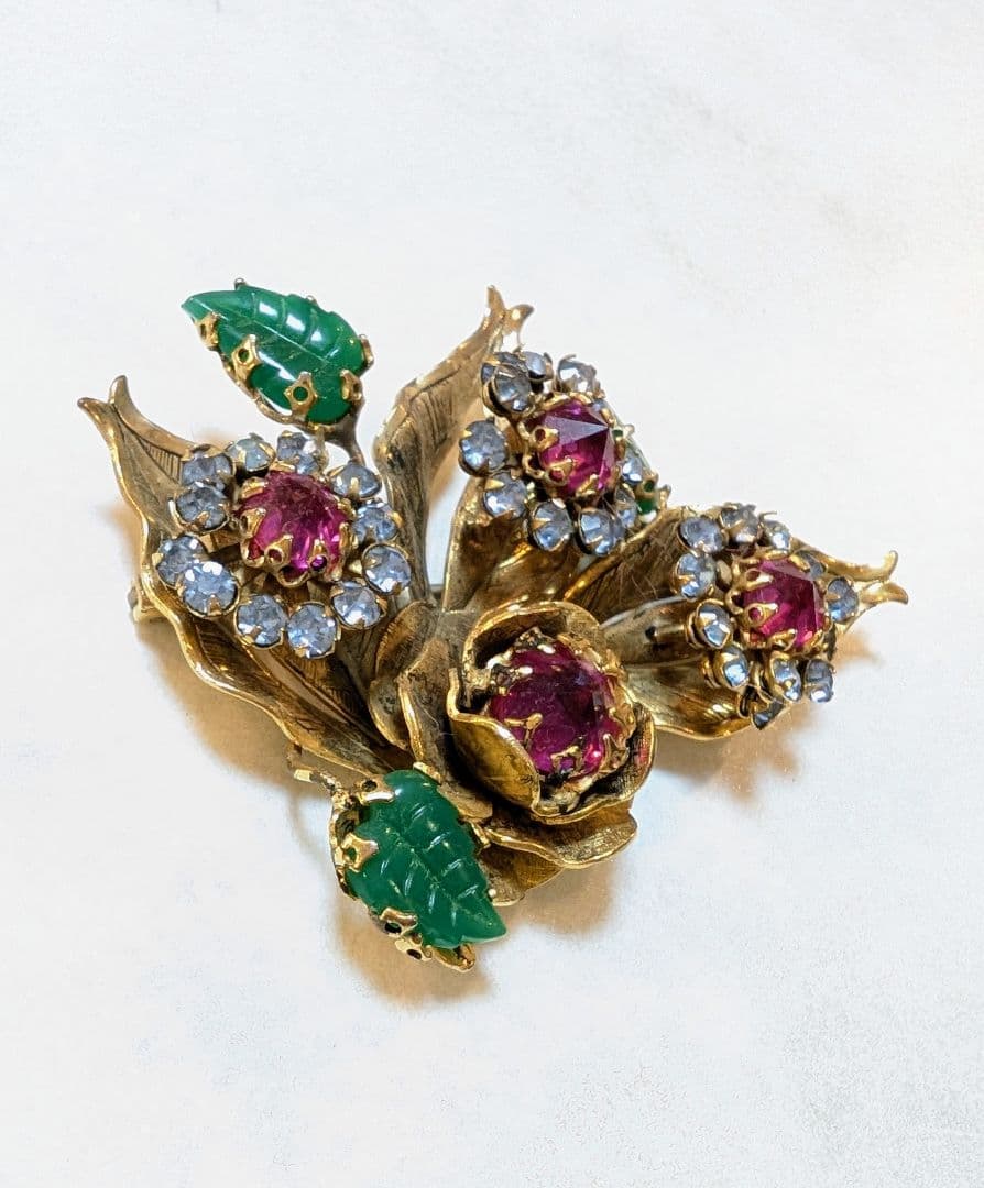 No.0334 シュライナー　 ピンク＆アクアブルー　ブローチ