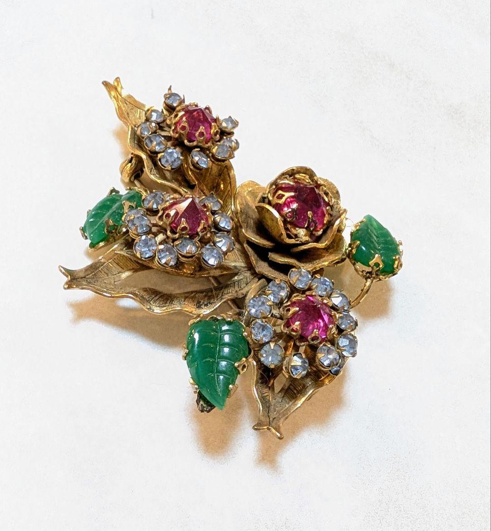 No.0334 シュライナー　 ピンク＆アクアブルー　ブローチ