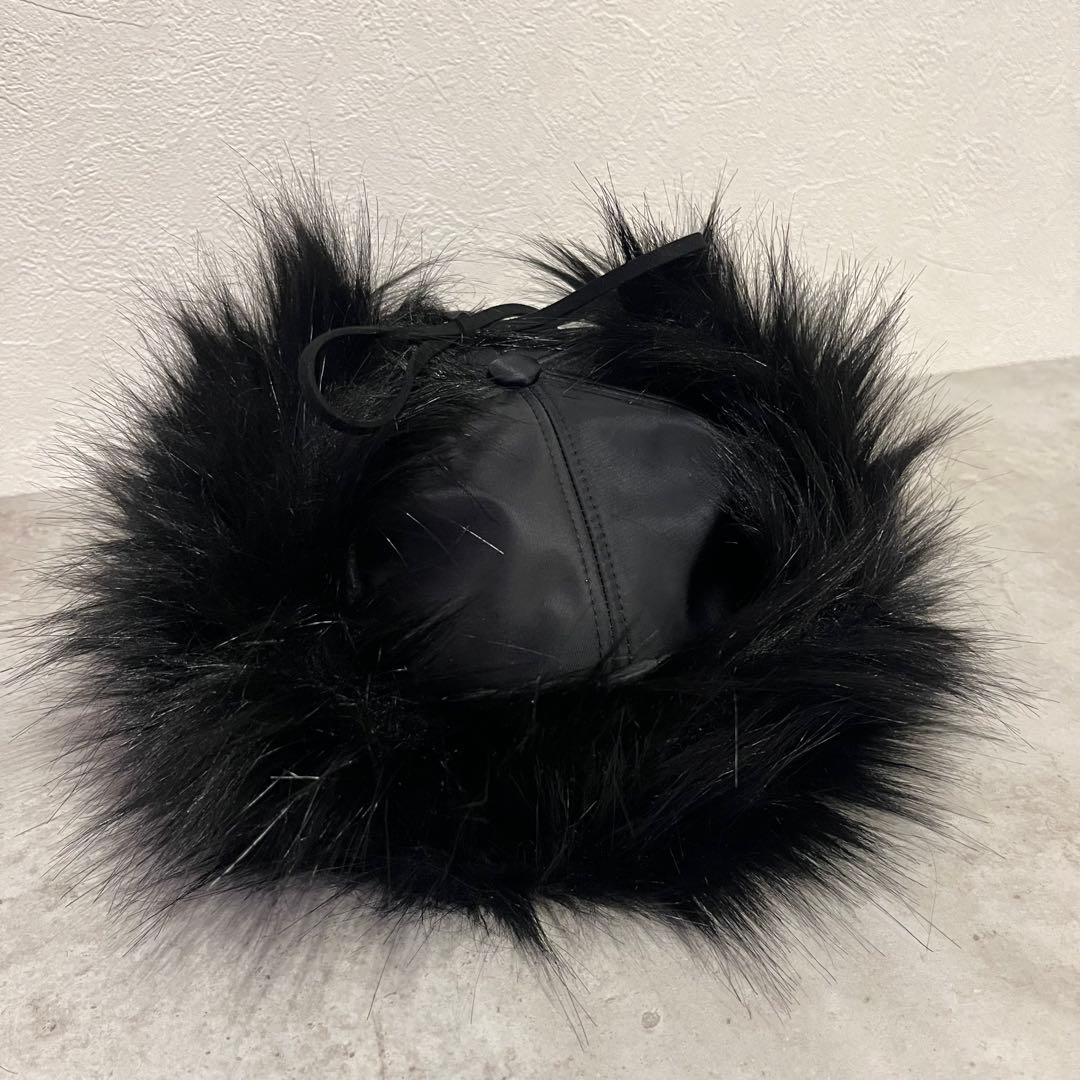 【新品未使用】open Yy ファーキャップ帽 ブラック