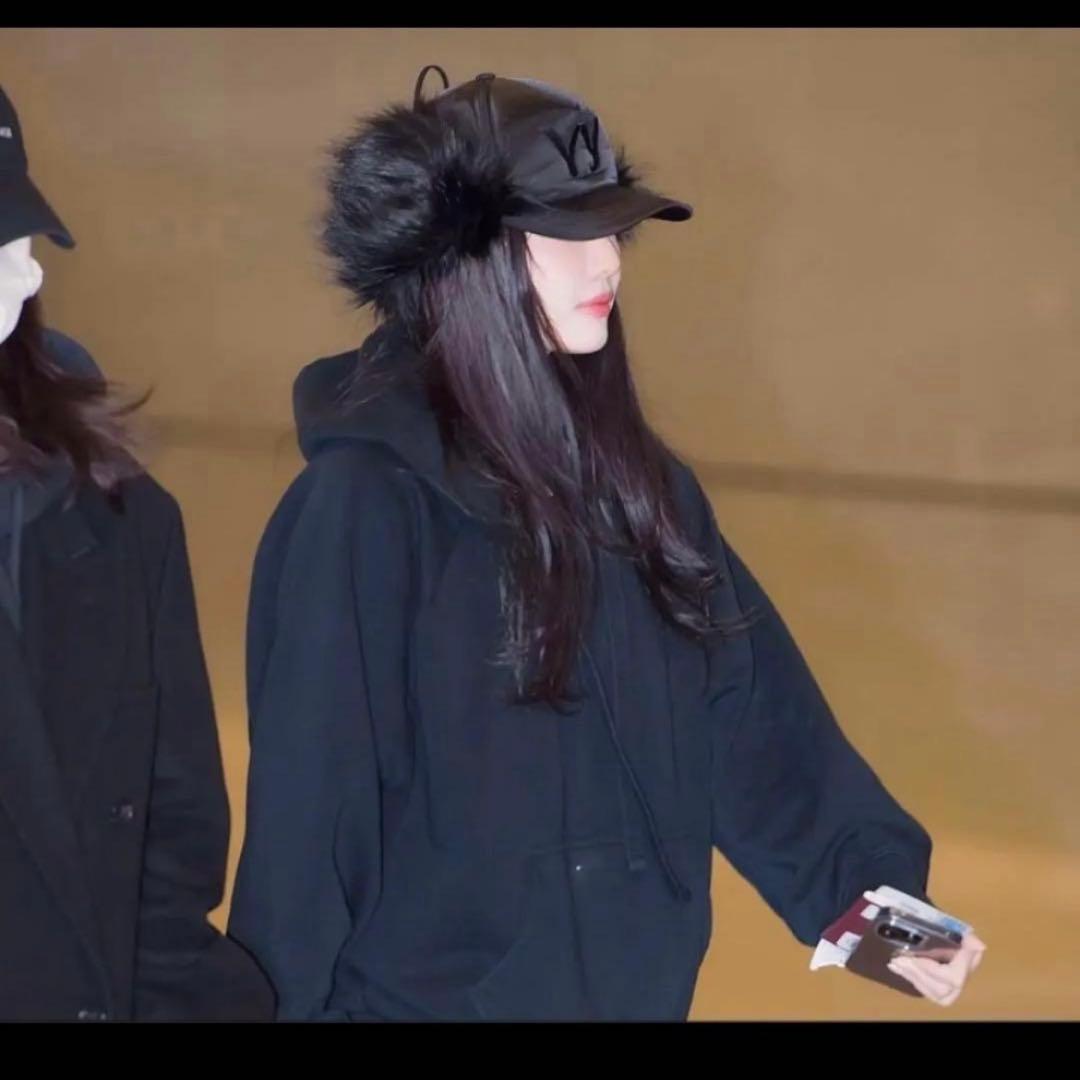 【新品未使用】open Yy ファーキャップ帽 ブラック