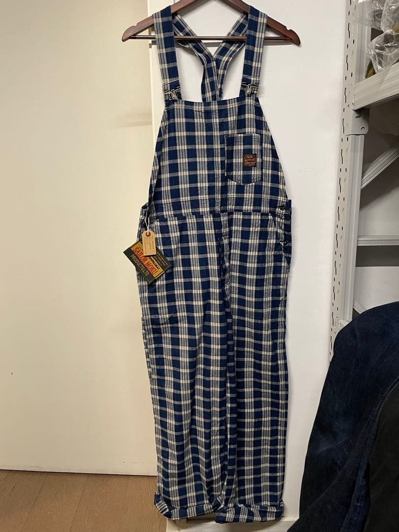 新品sunsurf Union Supplyパラカチェックオーバーオールパンツ