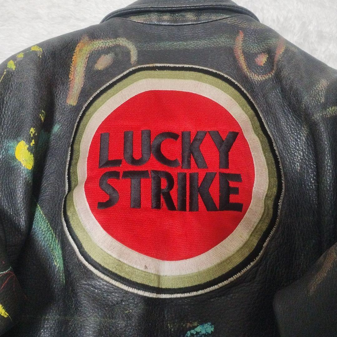 N*u様 希少　ラッキーストライク　牛革　レザージャケット　ペイント　ワッペン
