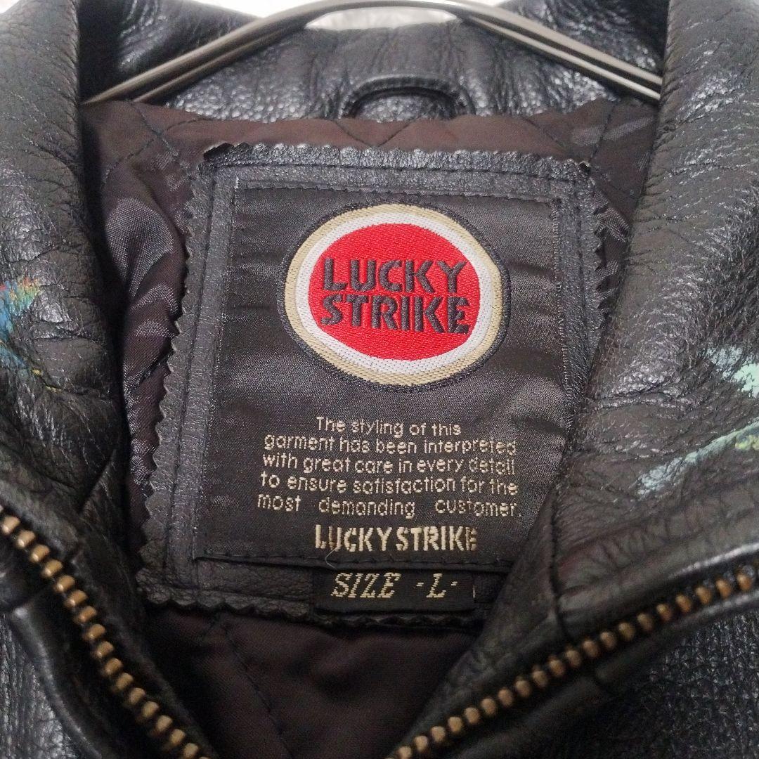 N*u様 希少　ラッキーストライク　牛革　レザージャケット　ペイント　ワッペン