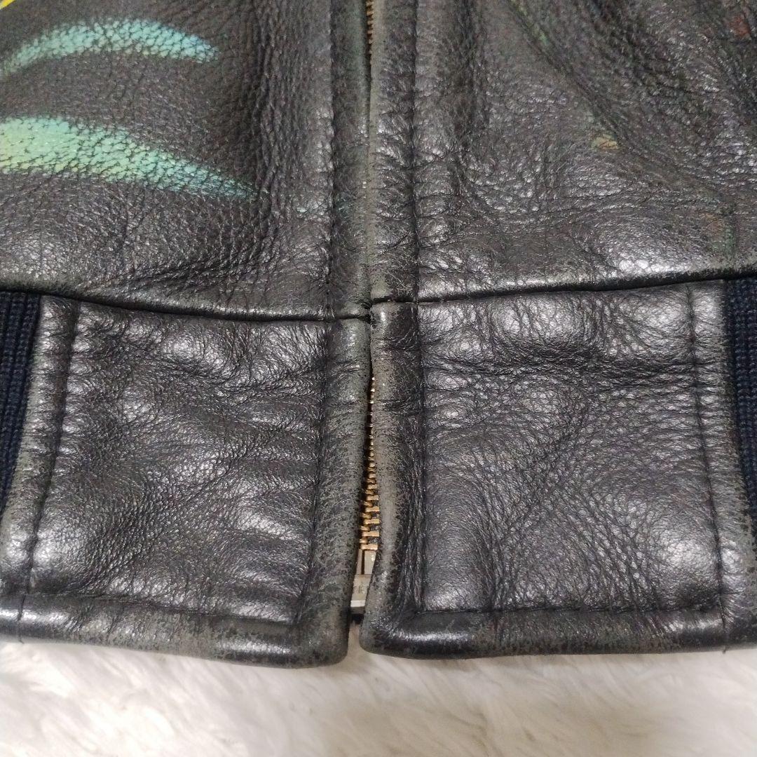 N*u様 希少　ラッキーストライク　牛革　レザージャケット　ペイント　ワッペン