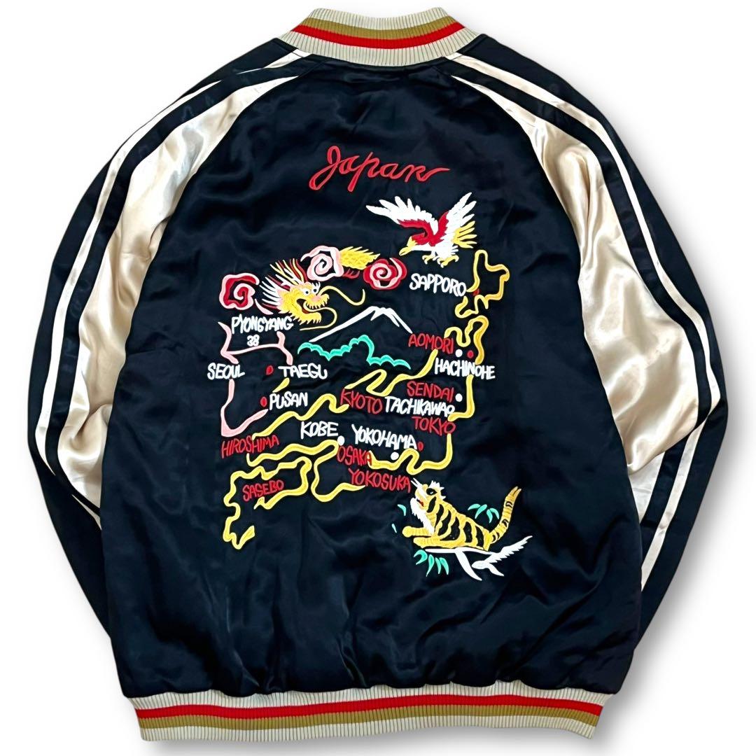 新品　HUSTON ヒューストン 龍　虎　富士山　刺繍　スカジャン