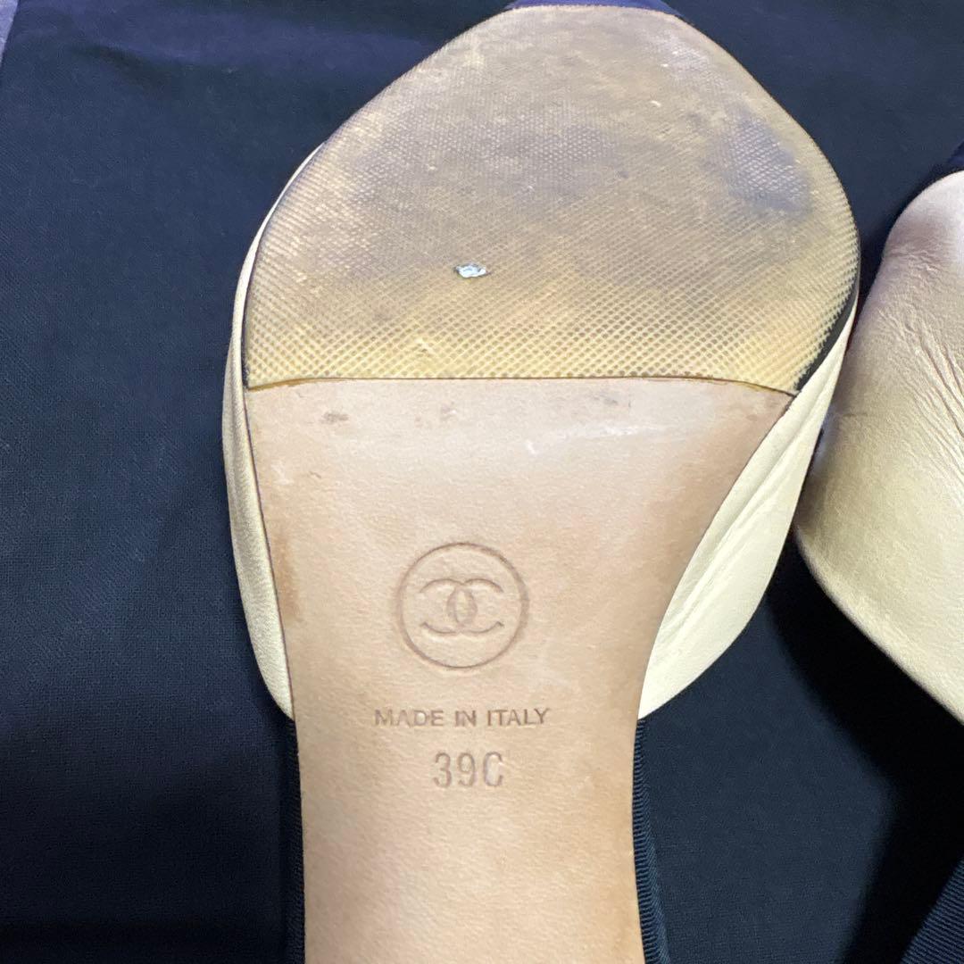 CHANEL ベージュ ブラック パンプス
