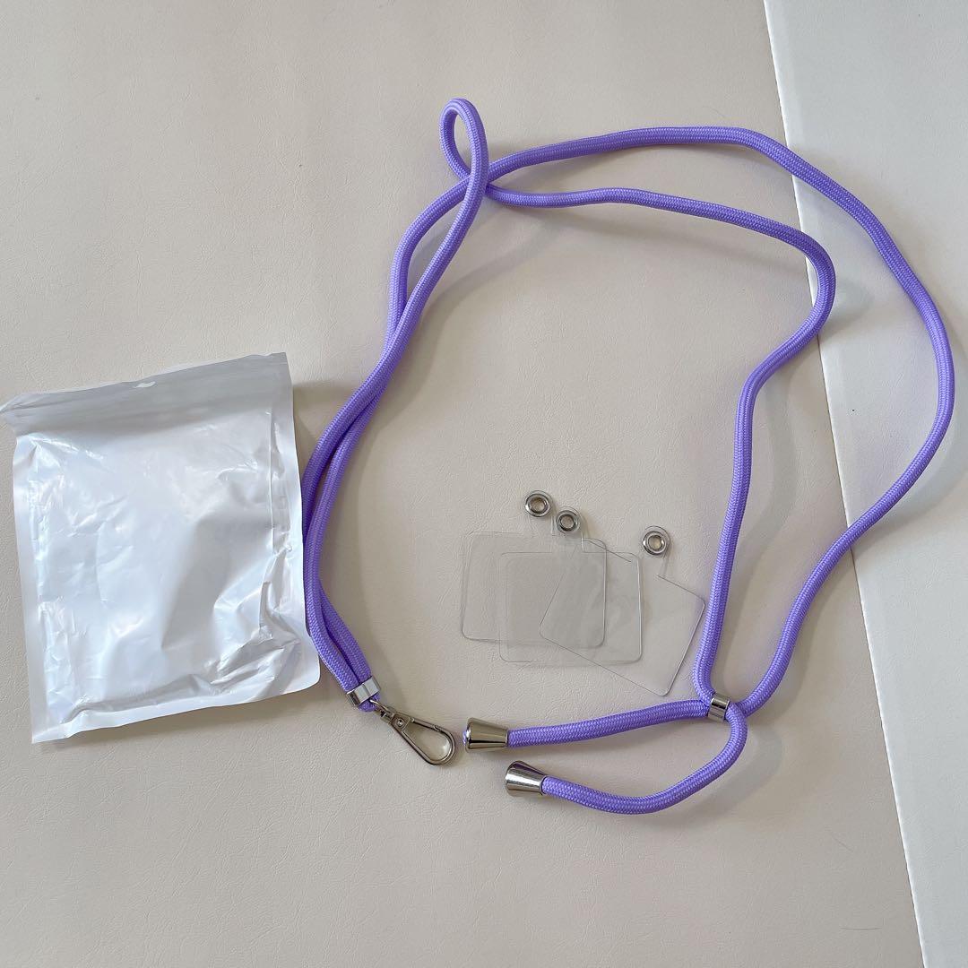 スマホ ショルダーストラップパープル 全端末に対応 長さ調節可能