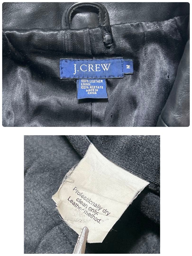 90S 希少 J.CREW 青タグ カーコートジャケット M レザー ブラック