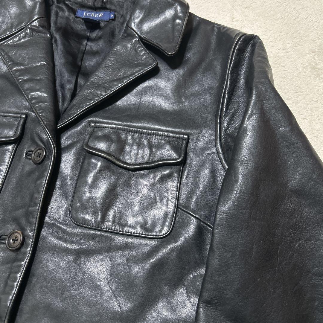 90S 希少 J.CREW 青タグ カーコートジャケット M レザー ブラック