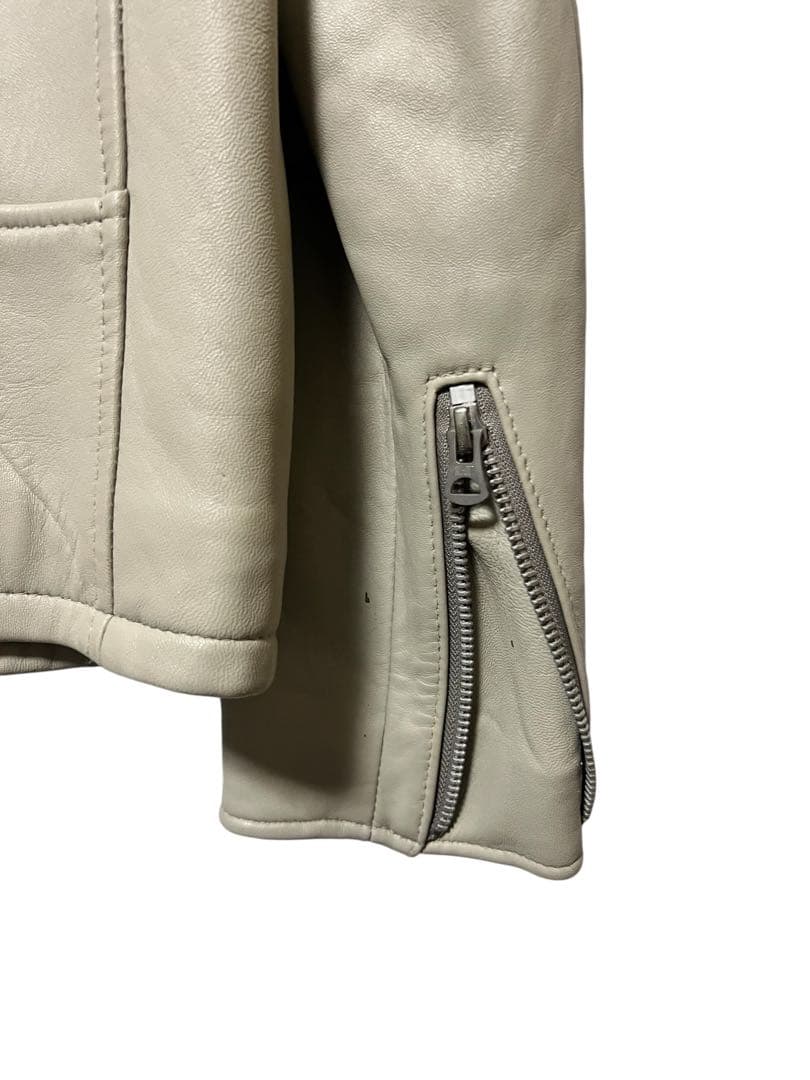 Schott シングルライダースジャケット ライトグレー