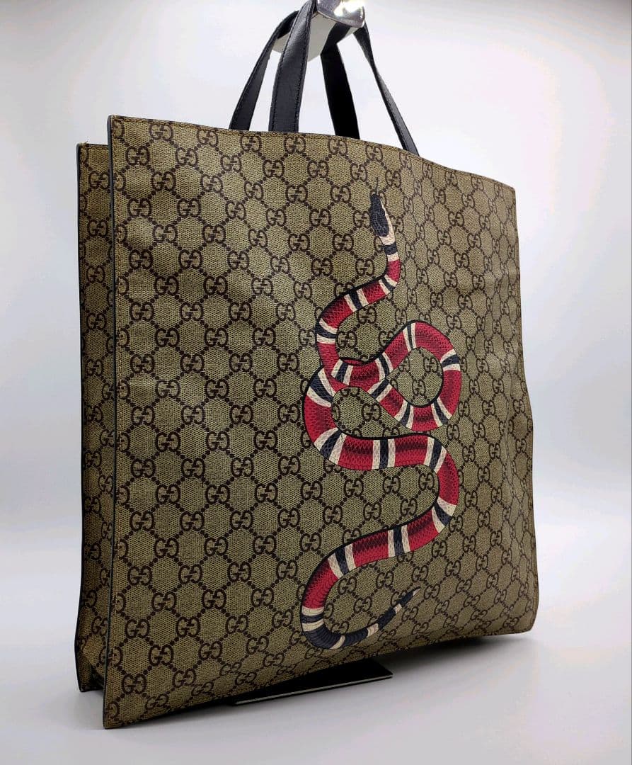 【入手困難・美品】グッチ☆トートバッグ スネーク GGスプリーム PVC 大容量