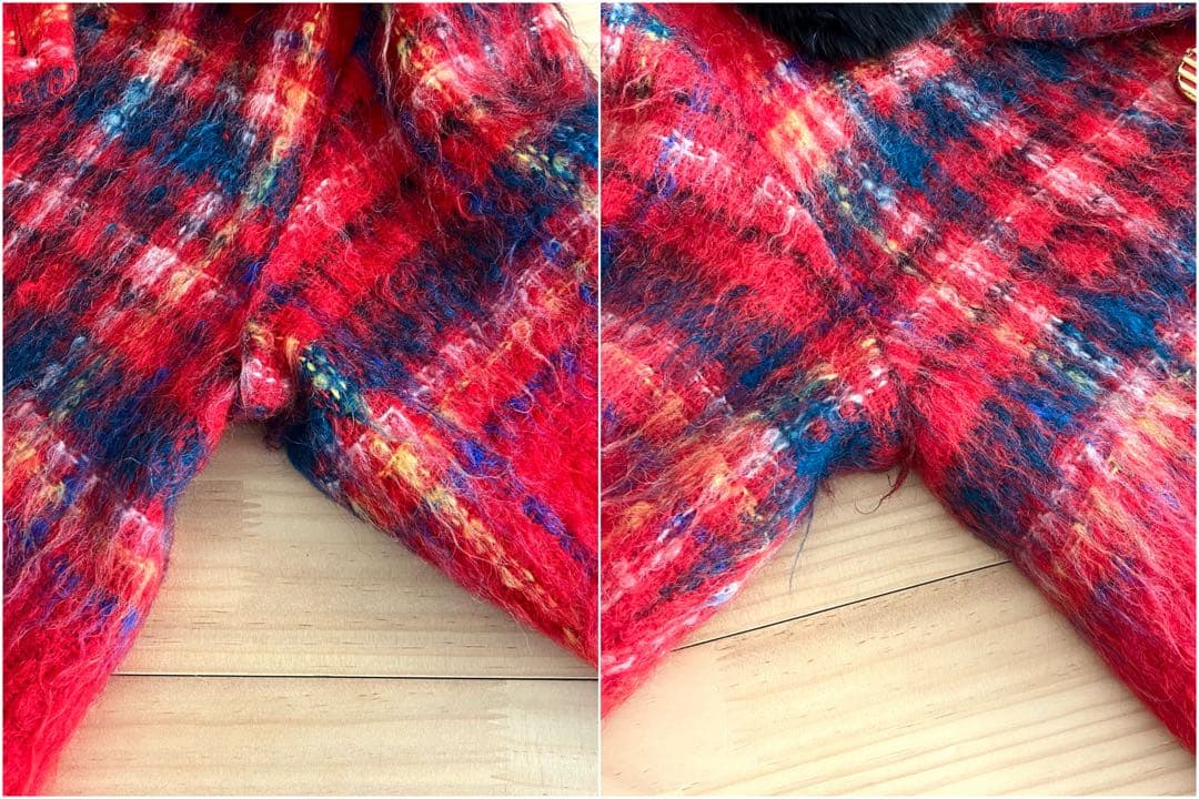 美品 Josephine ジョセフィーヌ コート モヘア チェック フォックス