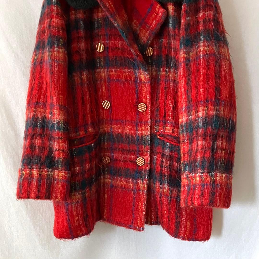 美品 Josephine ジョセフィーヌ コート モヘア チェック フォックス