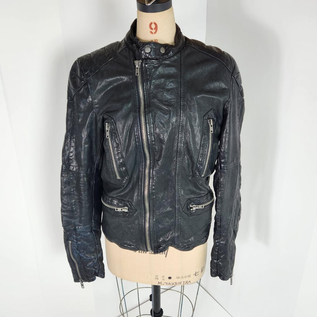 DIESEL ディーゼル シングルライダース ブラック Sサイズ シープレザー