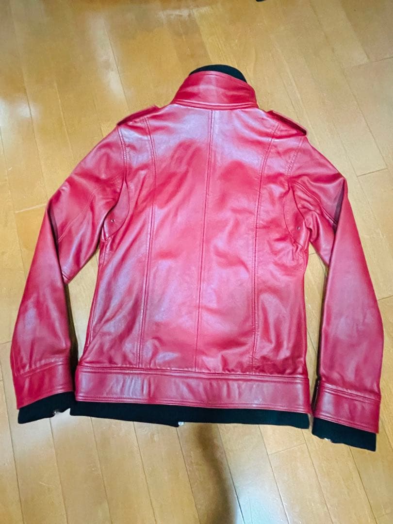 FUGA ライダースジャケット シングル ラムレザー 赤