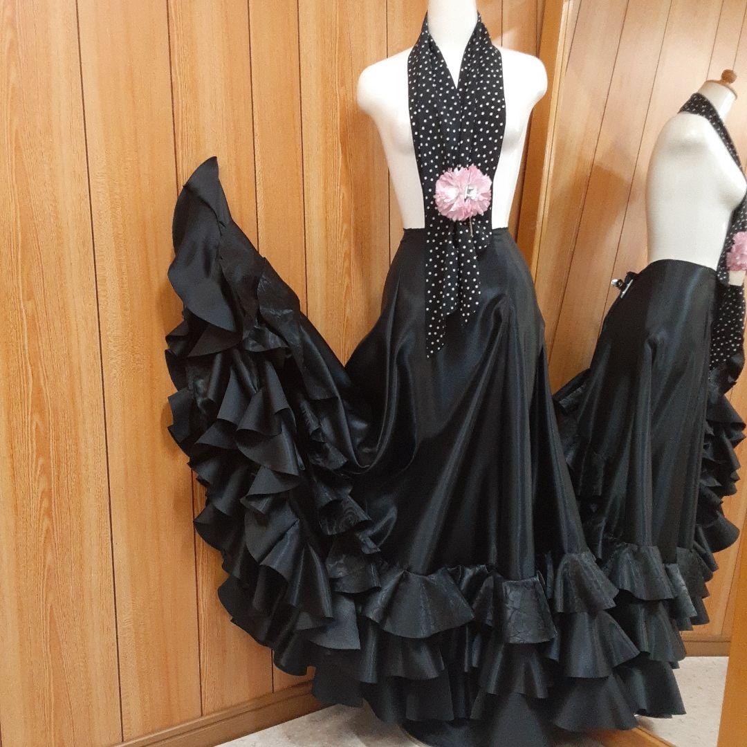 フラメンコ衣装　☆ファルダのみ　豪華ブラックファルダ