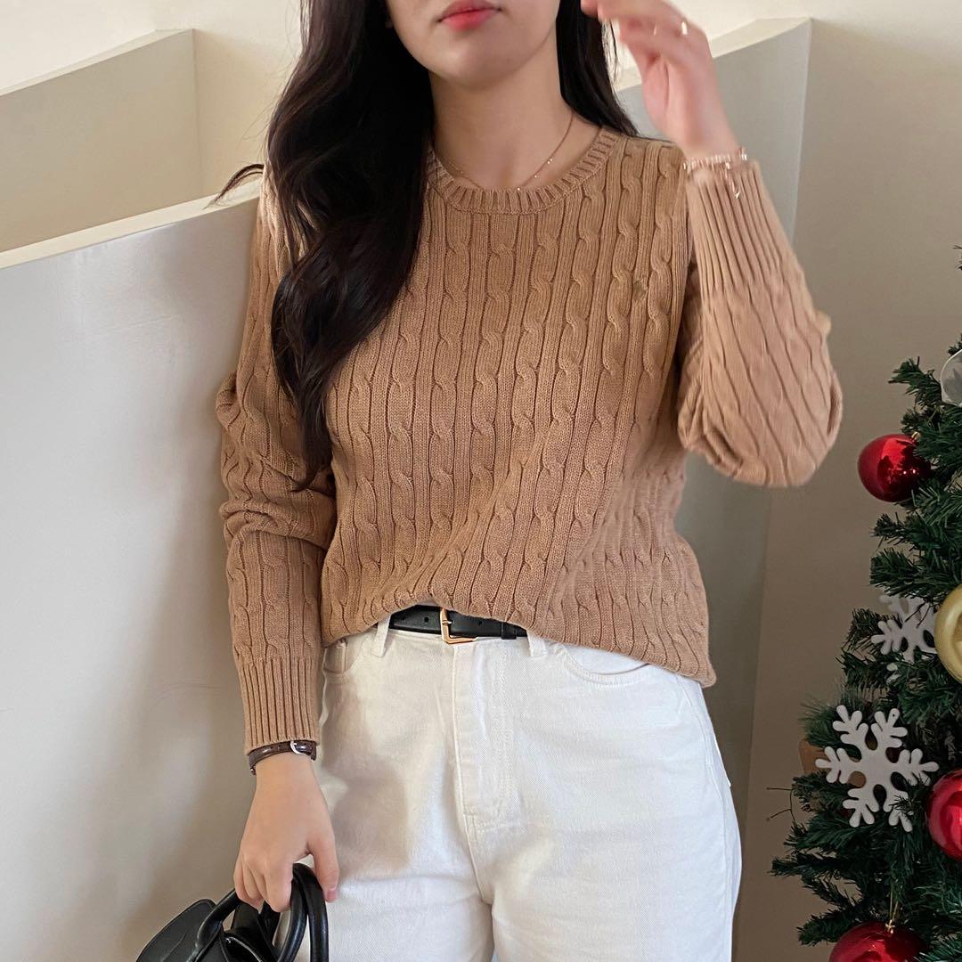 【美品✨】ポロラルフローレン定番大人気ブラウンポニーコットンケーブルセーター