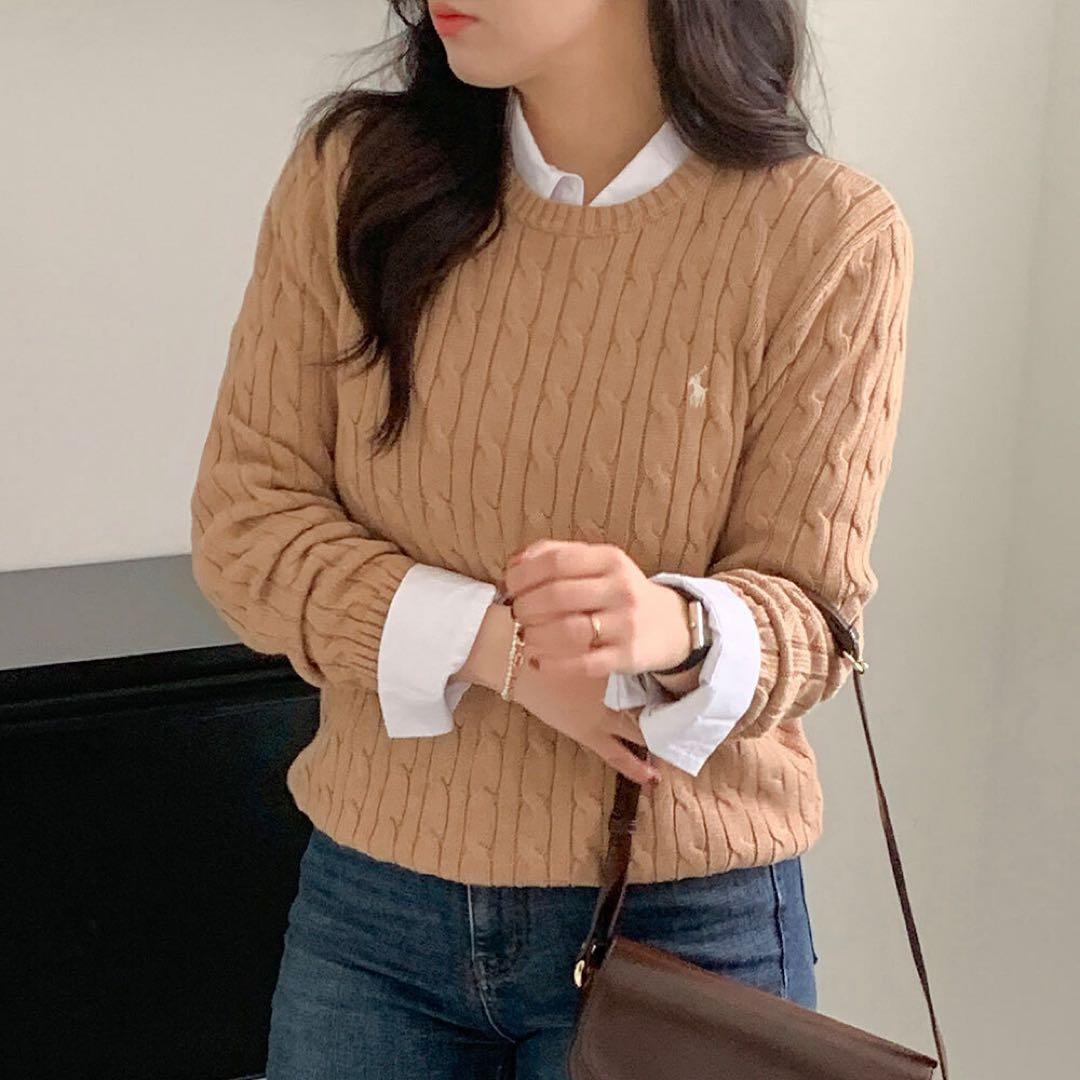 【美品✨】ポロラルフローレン定番大人気ブラウンポニーコットンケーブルセーター