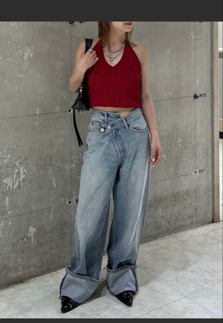 moussy クロスウエストワイドストレート