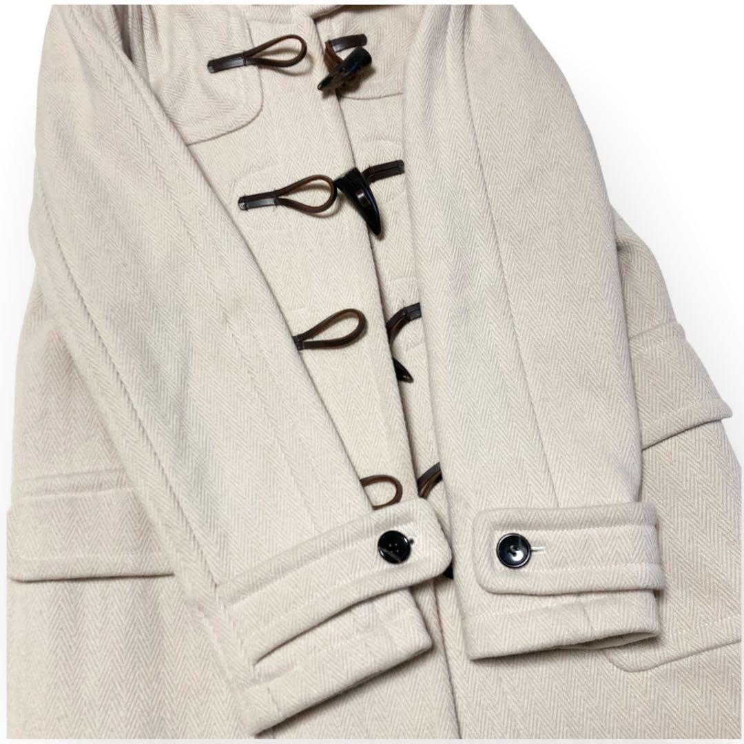 美品✨INED ヘリンボーン L ダッフルコート アイボリー ロング ウール