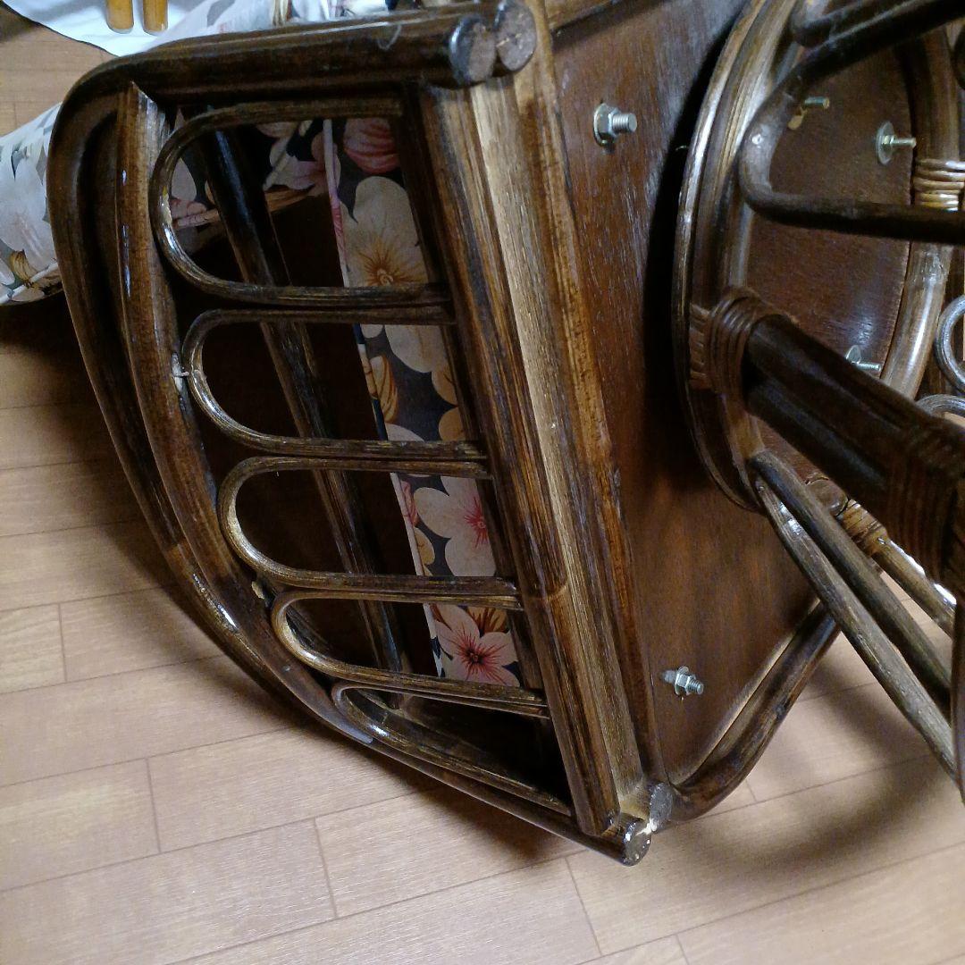 天然籐リクライニング回転座椅子　籐製 ラタン製