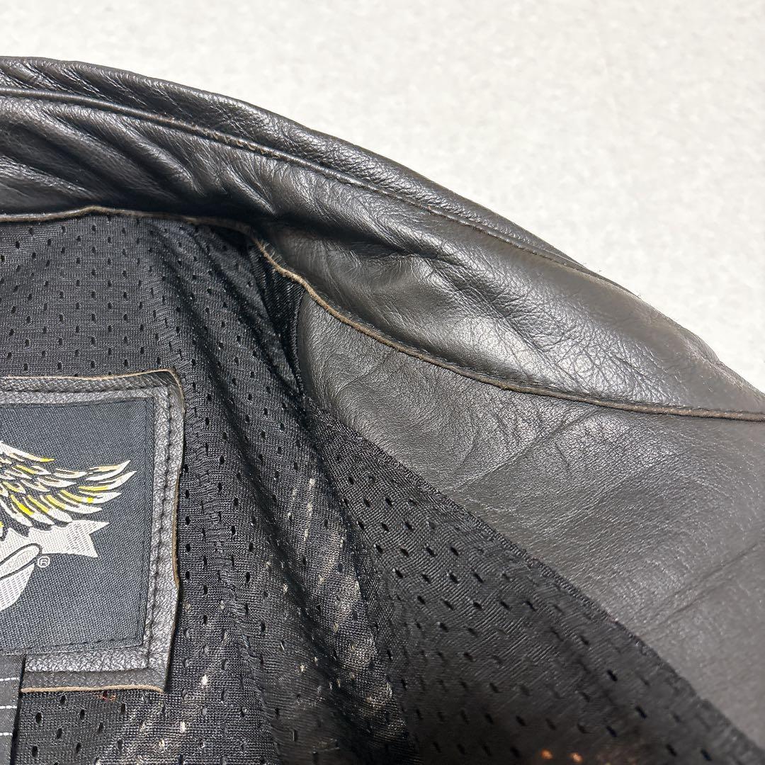 ⭐美品⭐ハーレーダビッドソン シングル ライダースジャケット ロゴ 刺繍 XXL