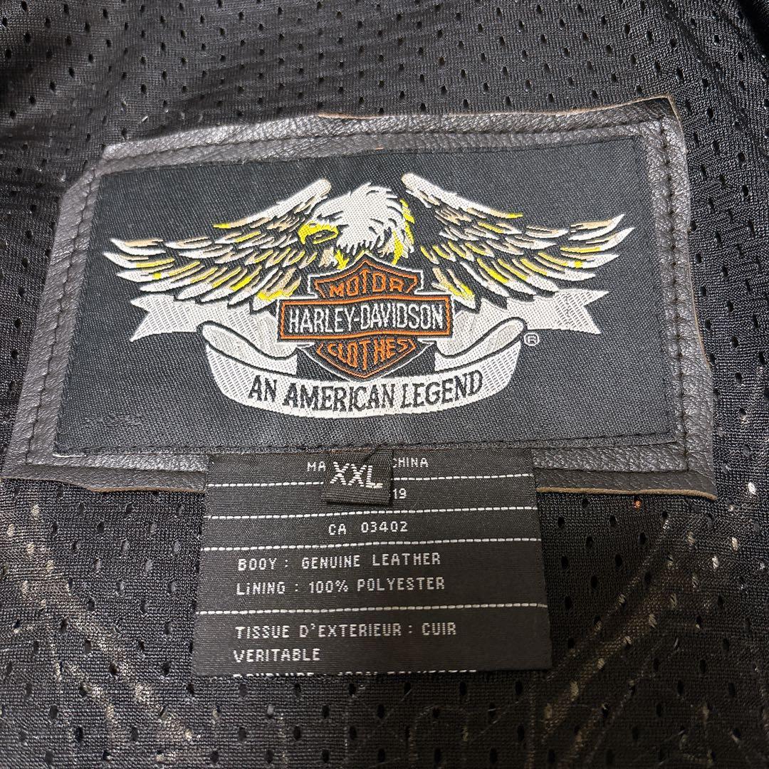 ⭐美品⭐ハーレーダビッドソン シングル ライダースジャケット ロゴ 刺繍 XXL
