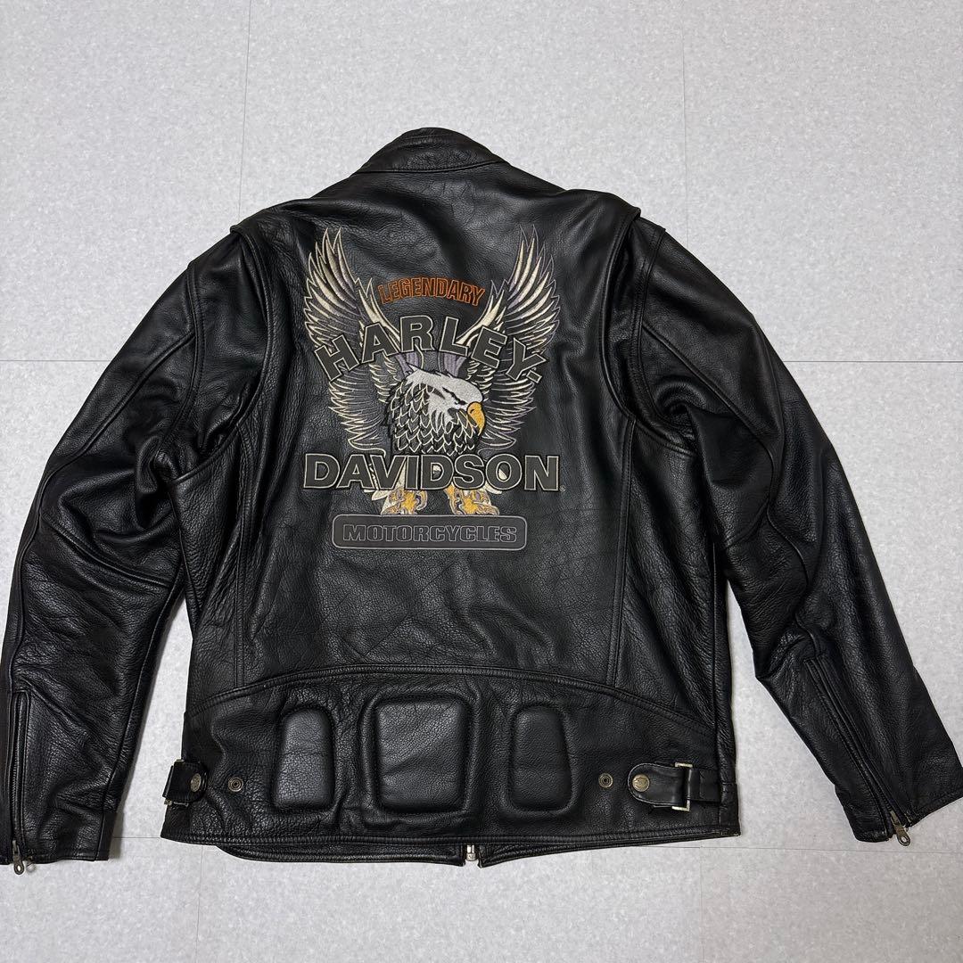 ⭐美品⭐ハーレーダビッドソン シングル ライダースジャケット ロゴ 刺繍 XXL