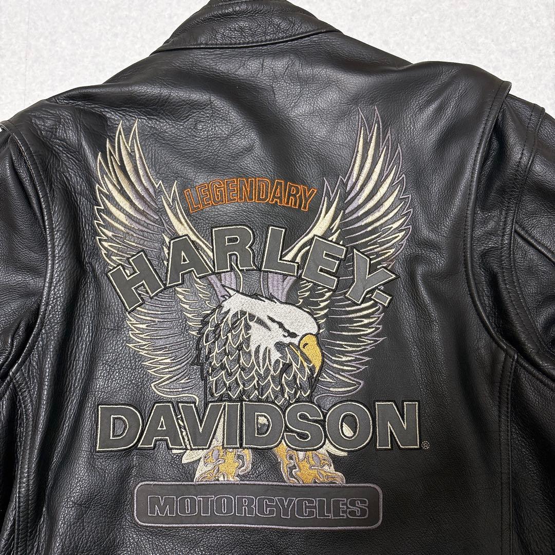⭐美品⭐ハーレーダビッドソン シングル ライダースジャケット ロゴ 刺繍 XXL