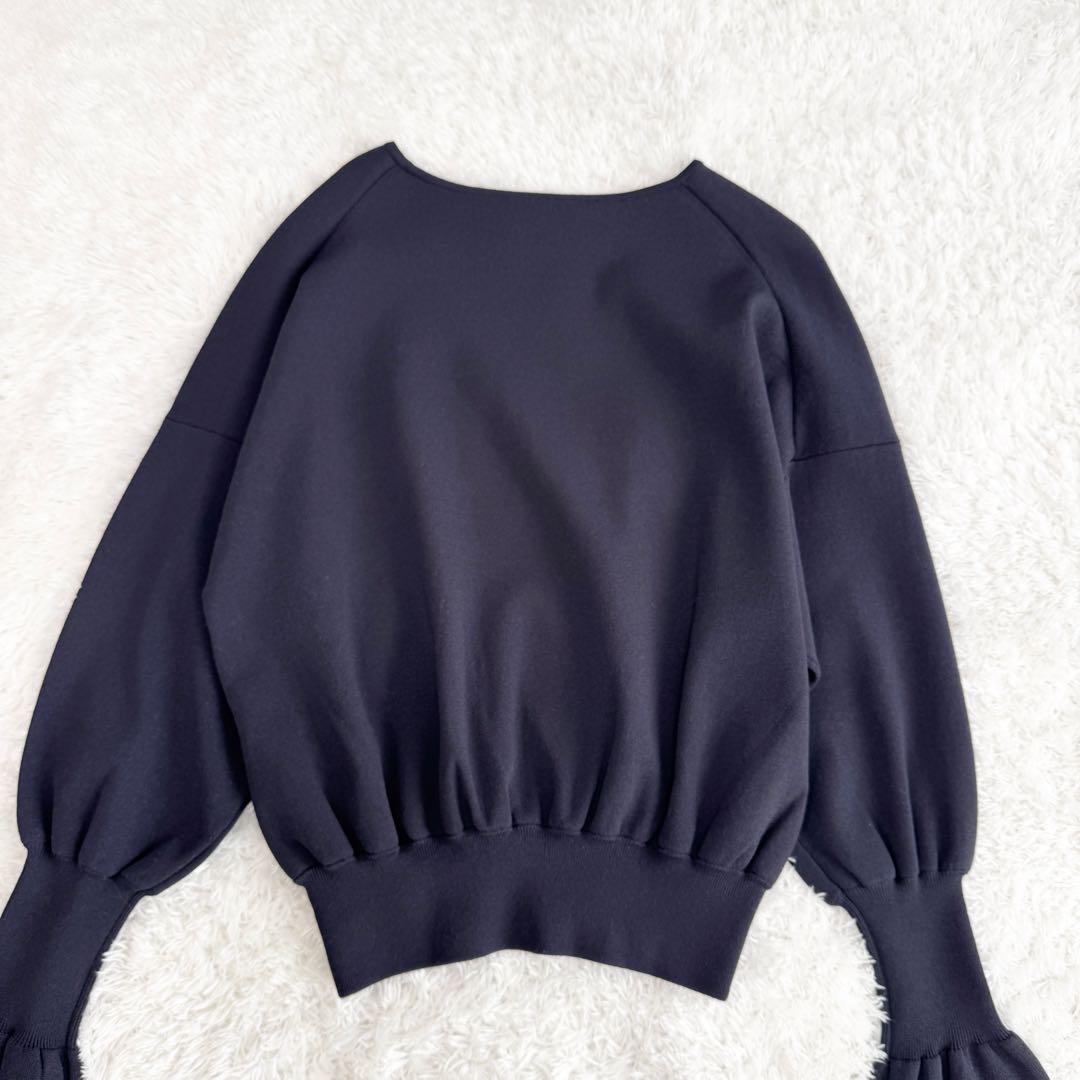 【アドーアADORE】完売品☆ダブルニットプルオーバー38ネイビー(新品タグ付)