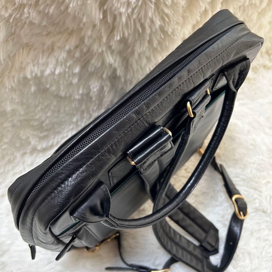 BIZ+U 本革 2way レザーリュック 通勤リュック 黒 A4対応 日本製