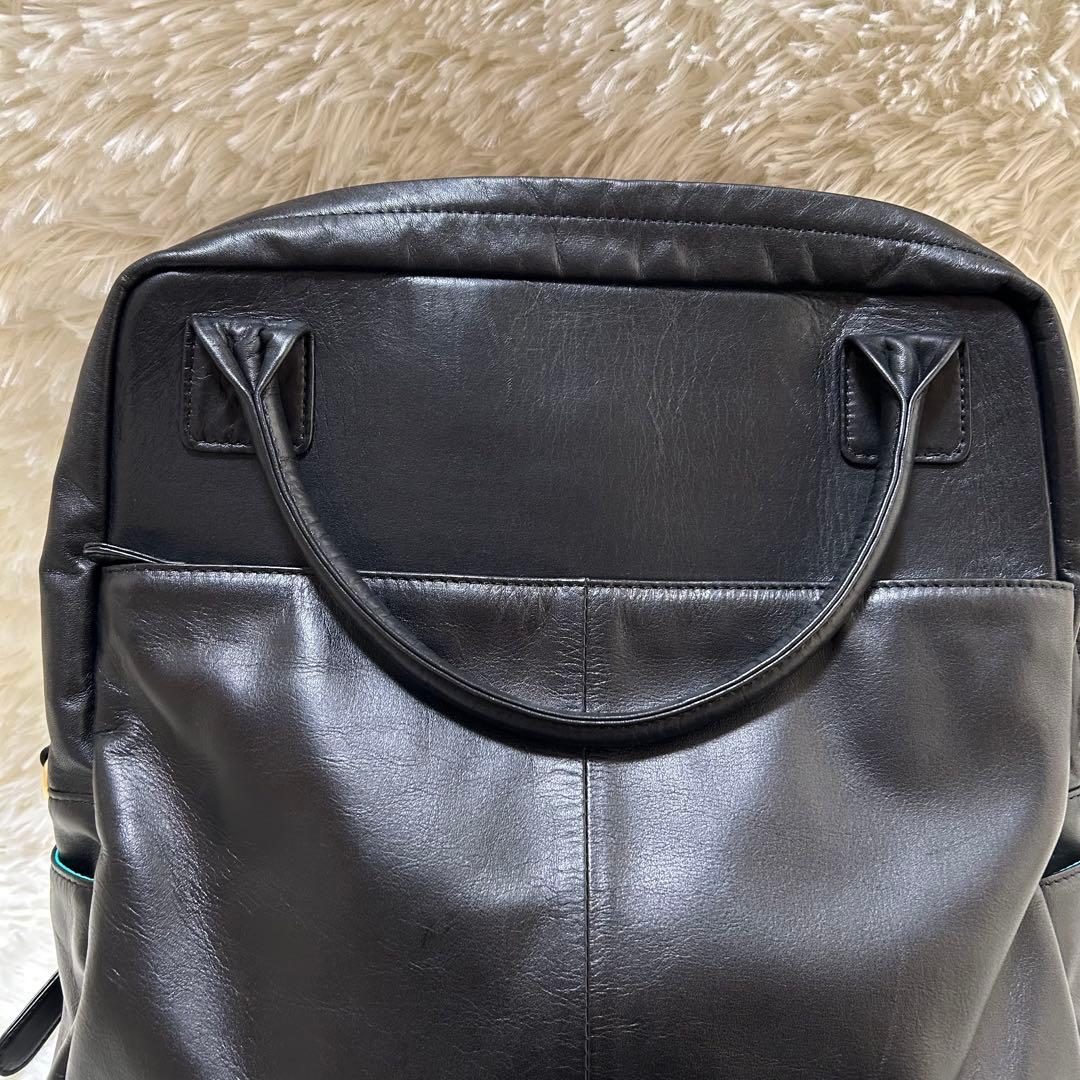 BIZ+U 本革 2way レザーリュック 通勤リュック 黒 A4対応 日本製