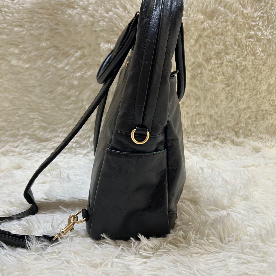 BIZ+U 本革 2way レザーリュック 通勤リュック 黒 A4対応 日本製