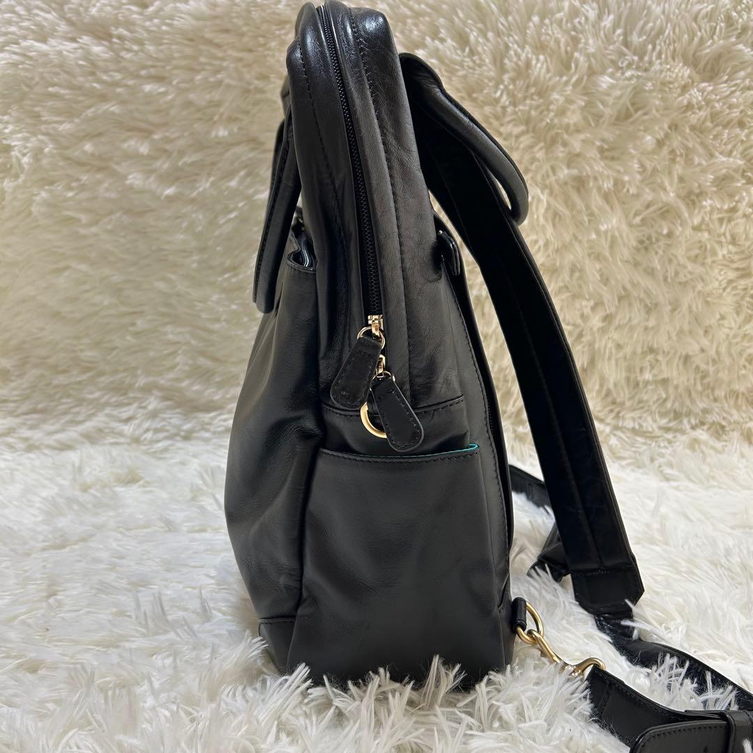 BIZ+U 本革 2way レザーリュック 通勤リュック 黒 A4対応 日本製