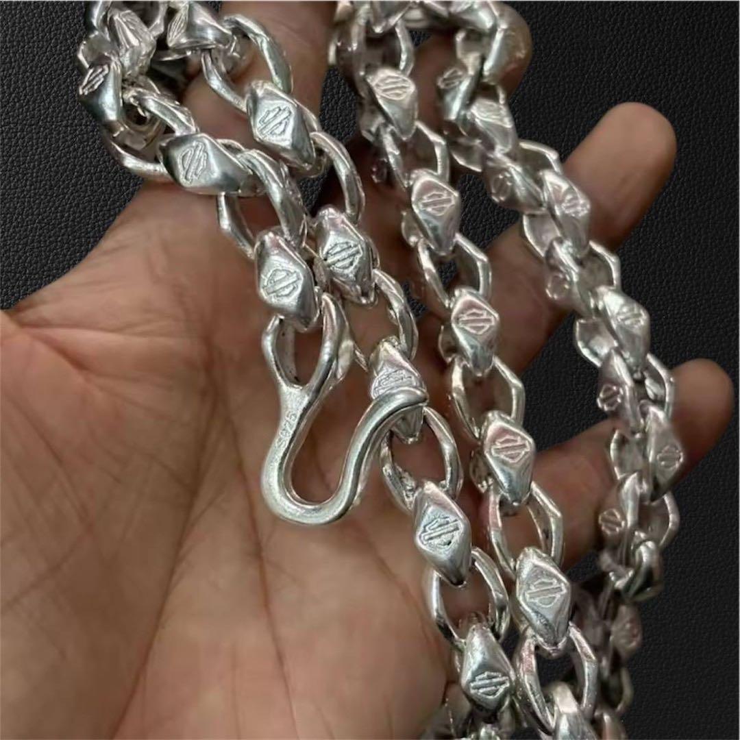 S925刻印　ネックレス　ウォレットチェーン　ヴィンテージ　重厚感　人気　フック